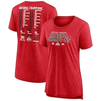 Women's Fanatics Scarlet Ohio State Buckeyes College Football Playoff 2024 National Champions Schedule T-Shirt