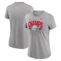 Women's Nike Heather Gray Ohio State Buckeyes College Football Playoff 2024 National Champions Helmet T-Shirt