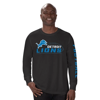 Men's Starter Black Detroit Lions  Half Time Long Sleeve T-Shirt