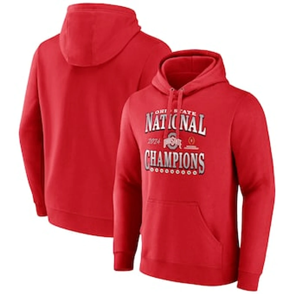 Men's Fanatics Scarlet Ohio State Buckeyes College Football Playoff 2024 National Champions Hometown Pullover Hoodie