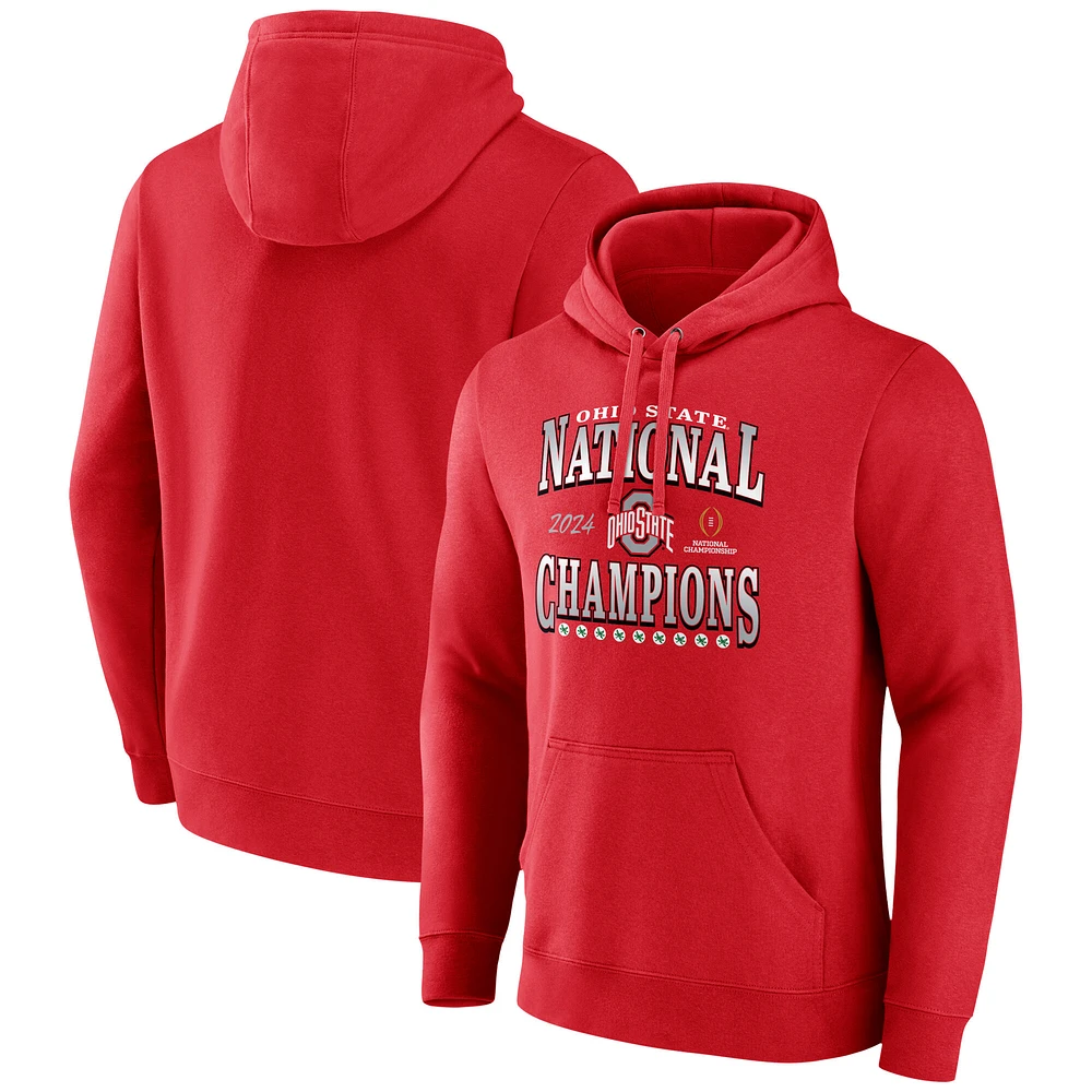 Men's Fanatics Scarlet Ohio State Buckeyes College Football Playoff 2024 National Champions Hometown Pullover Hoodie