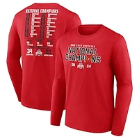 Men's Fanatics Scarlet Ohio State Buckeyes College Football Playoff 2024 National Champions Schedule Long Sleeve T-Shirt