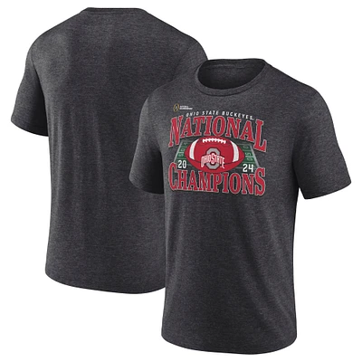 Men's Fanatics Charcoal Ohio State Buckeyes College Football Playoff 2024 National Champions Vintage Tri-Blend T-Shirt