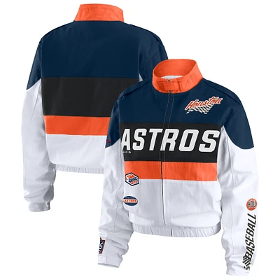Women's WEAR by Erin Andrews  Orange/White Houston Astros Racing Full-Zip Jacket