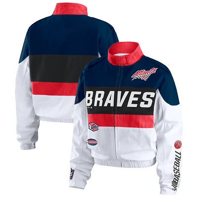 Women's WEAR by Erin Andrews  Navy/White Atlanta Braves Racing Full-Zip Jacket