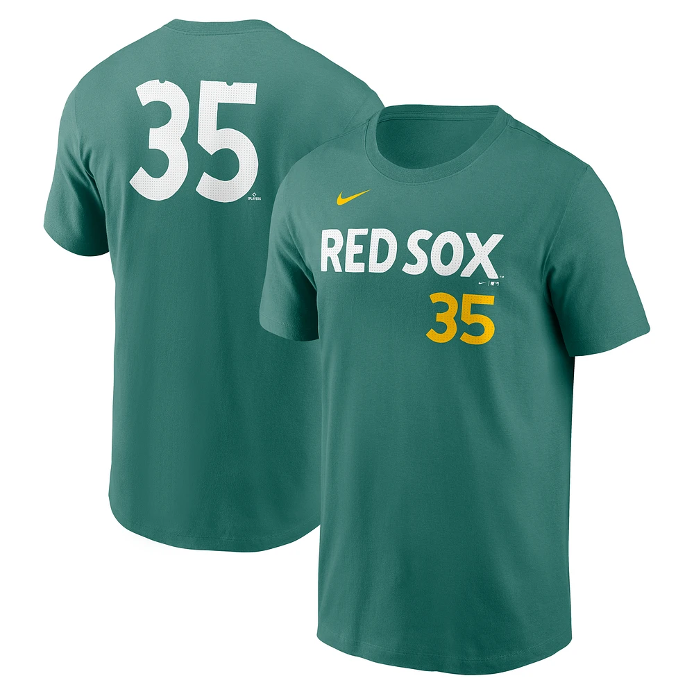 Men's Nike Garrett Crochet Green Boston Red Sox 2025 City Connect Fuse Name & Number T-Shirt