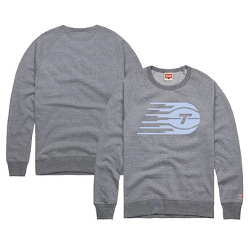 Unisex Homage Gray Toronto Tempo Logo Tri-Blend Pullover Sweatshirt