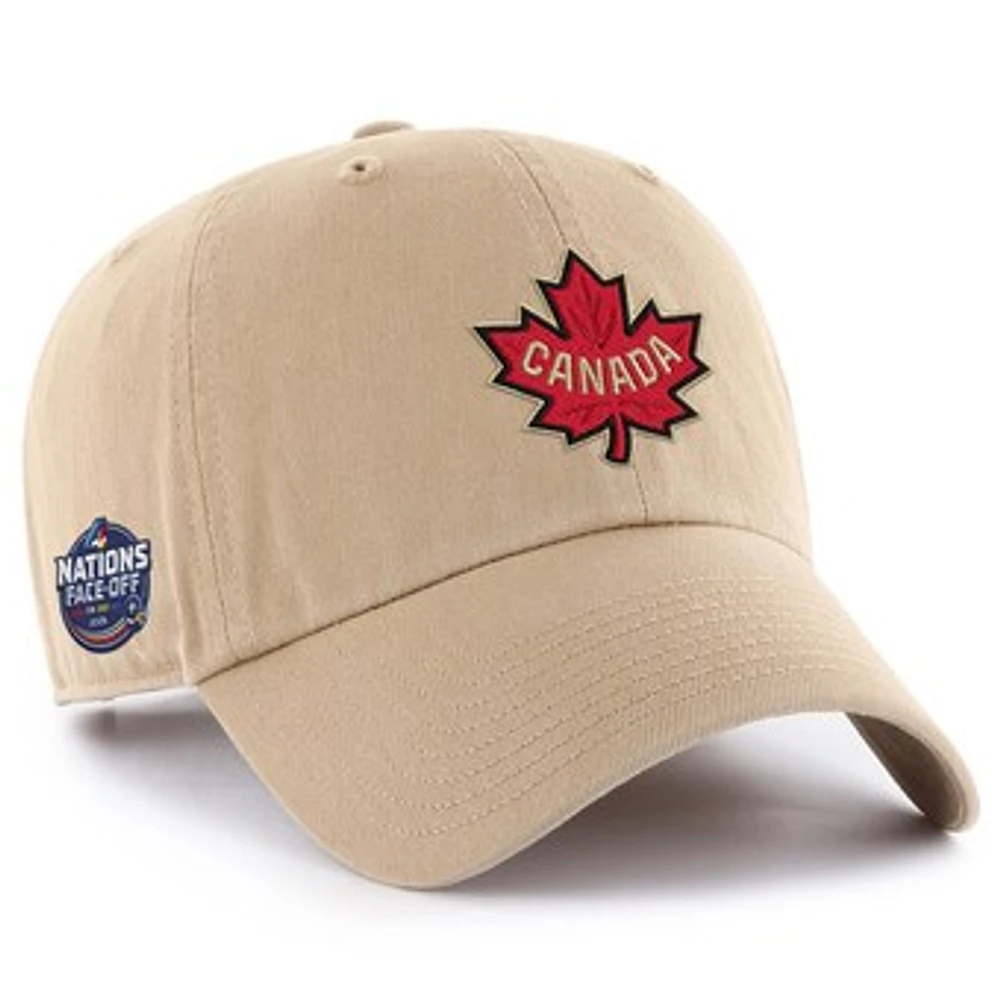 Men's '47 Khaki Canada 2025 4 Nations Face-Off Side Patch Clean Up Adjustable Hat