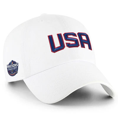 Men's '47 White USA 2025 4 Nations Face-Off Side Patch Clean Up Adjustable Hat