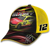 Unisex Checkered Flag Sports Yellow Ryan Blaney Menards Trucker Adjustable Hat