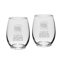 South Carolina Gamecocks Class of 2025 21oz. Stemless Wine Glass Two-Piece Set
