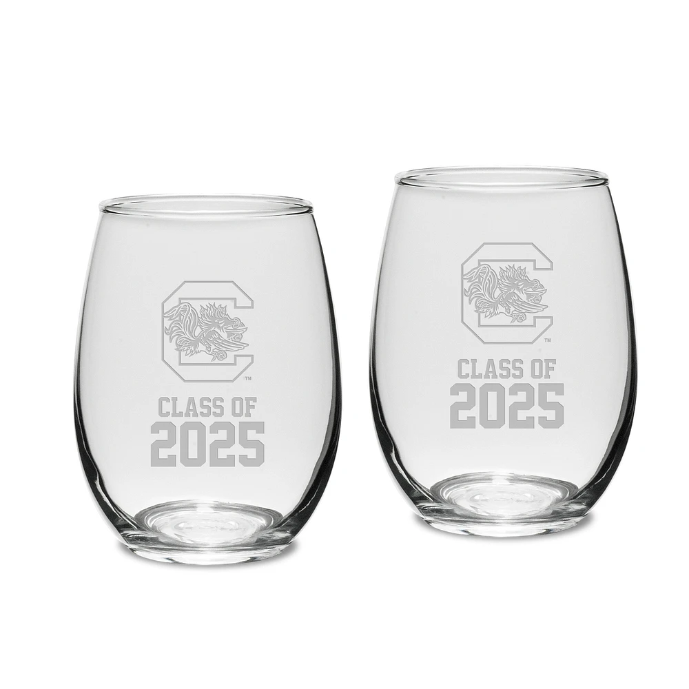 South Carolina Gamecocks Class of 2025 21oz. Stemless Wine Glass Two-Piece Set