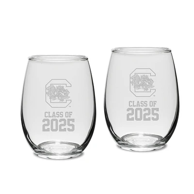 South Carolina Gamecocks Class of 2025 21oz. Stemless Wine Glass Two-Piece Set