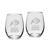 Colorado Buffaloes Class of 2025 21oz. Stemless Wine Glass Two-Piece Set