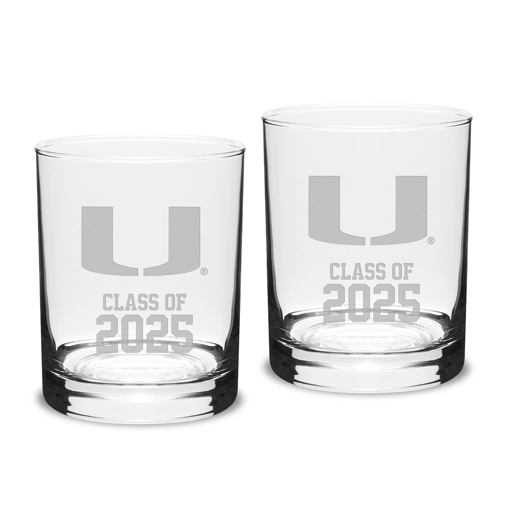 Miami Hurricanes Class of 2025 Two-Piece 14oz. Classic Double Old-Fashioned Glass Set