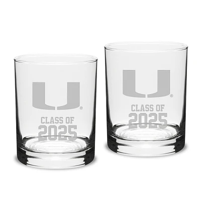 Miami Hurricanes Class of 2025 Two-Piece 14oz. Classic Double Old-Fashioned Glass Set