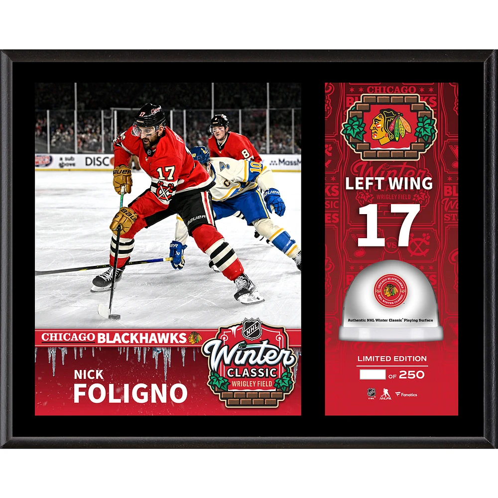 Nick Foligno Chicago Blackhawks 2025 NHL Winter Classic 12" x 15" Sublimated Plaque with Game-Used Ice - Limited Edition of 250