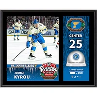 Jordan Kyrou St. Louis Blues 2025 NHL Winter Classic 12" x 15" Sublimated Plaque with Game-Used Ice - Limited Edition of 250
