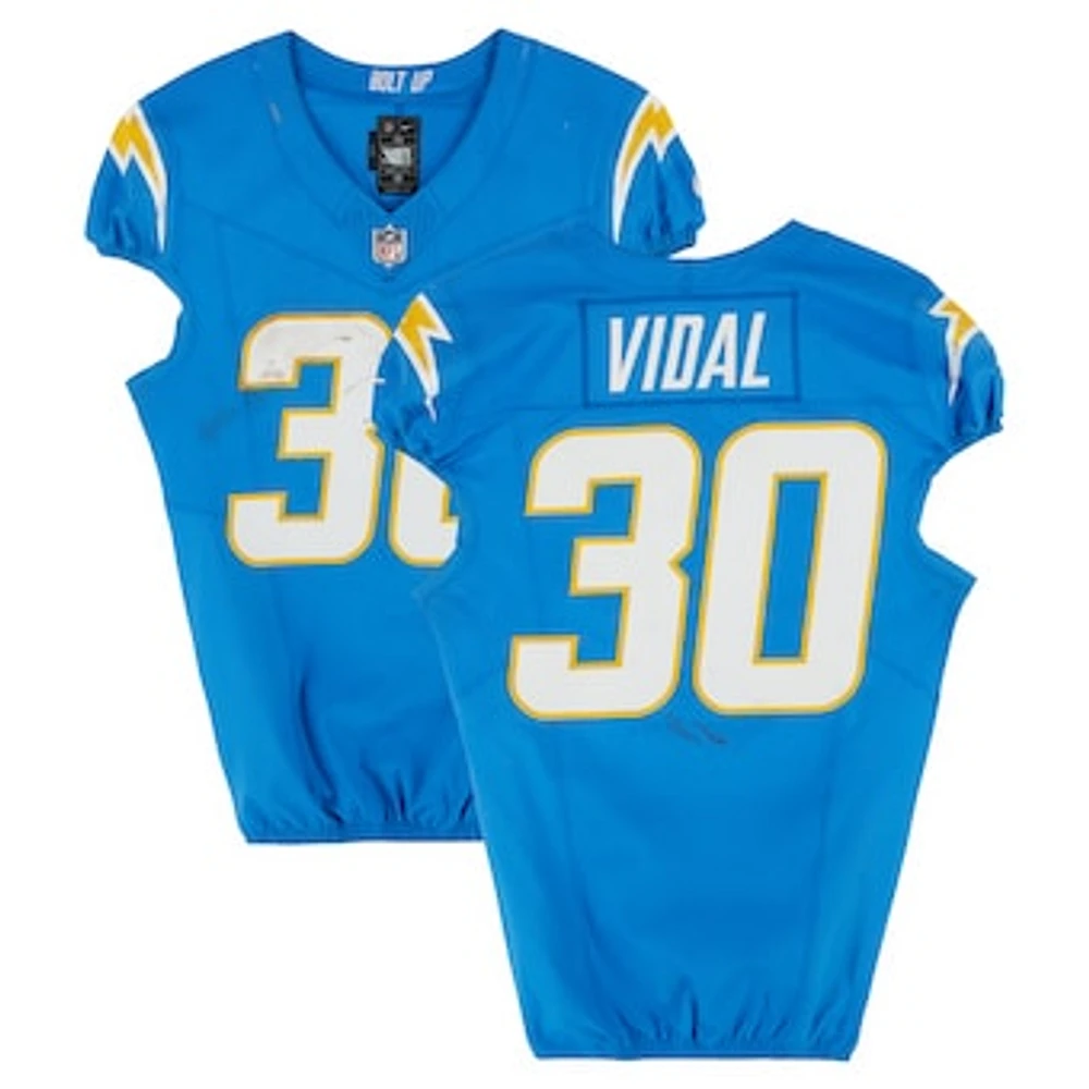 Kimani Vidal Los Angeles Chargers Game-Used #30 Powder Blue Nike Jersey vs. Denver Broncos on December 19, 2024