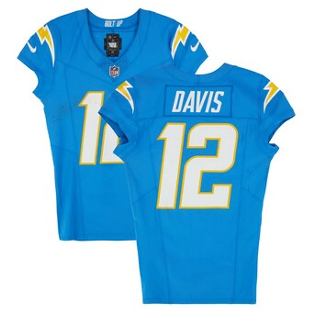 Derius Davis Los Angeles Chargers Game-Used #12 Powder Blue Nike Jersey vs. Denver Broncos on December 19, 2024