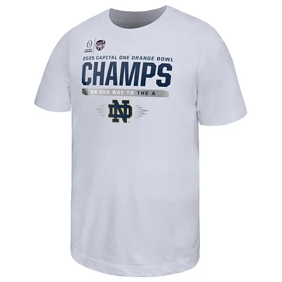 Youth Nike White Notre Dame Fighting Irish College Football Playoff 2025 Orange Bowl Champions Locker Room T-Shirt