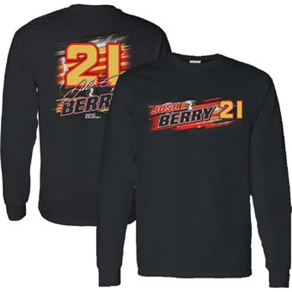 Men's Checkered Flag Sports Black Josh Berry Name & Number Long Sleeve T-Shirt