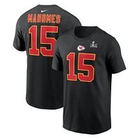 Men's Nike Patrick Mahomes Black Kansas City Chiefs Super Bowl LIX Name & Number T-Shirt