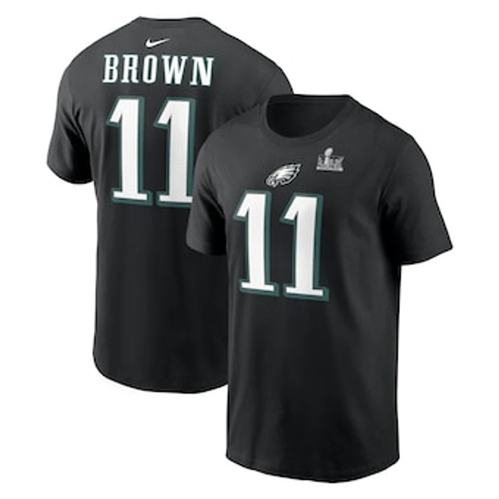 Men's Nike A.J. Brown Black Philadelphia Eagles Super Bowl LIX Name & Number T-Shirt