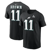 Men's Nike A.J. Brown Black Philadelphia Eagles Super Bowl LIX Name & Number T-Shirt