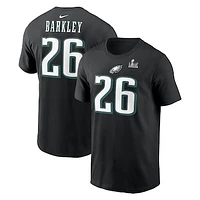 Men's Nike Saquon Barkley Black Philadelphia Eagles Super Bowl LIX Name & Number T-Shirt