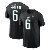 Men's Nike DeVonta Smith Black Philadelphia Eagles Super Bowl LIX Name & Number T-Shirt