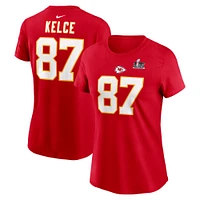 Women's Nike Travis Kelce Red Kansas City Chiefs Super Bowl LIX Name & Number T-Shirt