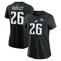 Women's Nike Saquon Barkley Black Philadelphia Eagles Super Bowl LIX Name & Number T-Shirt