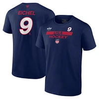 Men's Fanatics Jack Eichel Navy USA 2025 4 Nations Face-Off Authentic Pro Name & Number T-Shirt