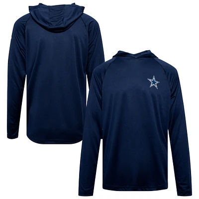 Men's Columbia Navy Dallas Cowboys Solar Stream Omni-Wick Raglan Pullover Hoodie