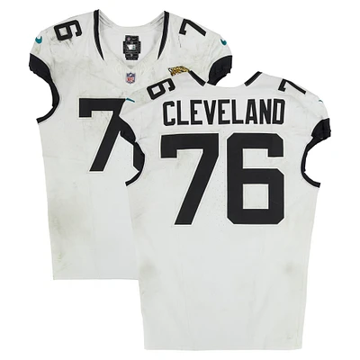 Ezra Cleveland Jacksonville Jaguars Game-Used #76 White Nike Jersey vs. Las Vegas Raiders on December 22, 2024