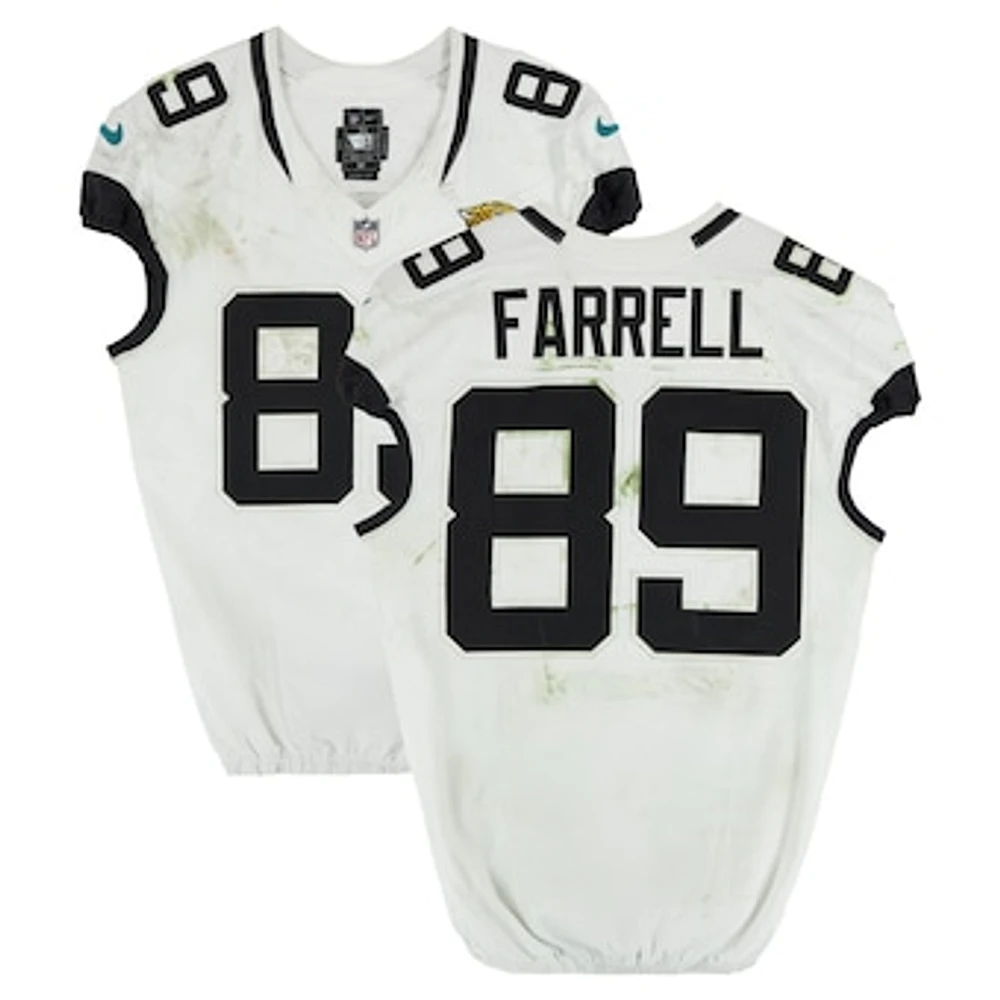 Luke Farrell Jacksonville Jaguars Game-Used #89 White Nike Jersey vs. Las Vegas Raiders on December 22, 2024