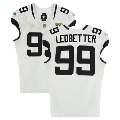 Jeremiah Ledbetter Jacksonville Jaguars Game-Used #99 White Nike Jersey vs. Las Vegas Raiders on December 22, 2024