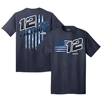 Men's Team Penske Heather Navy Ryan Blaney Flag Tri-Blend T-Shirt