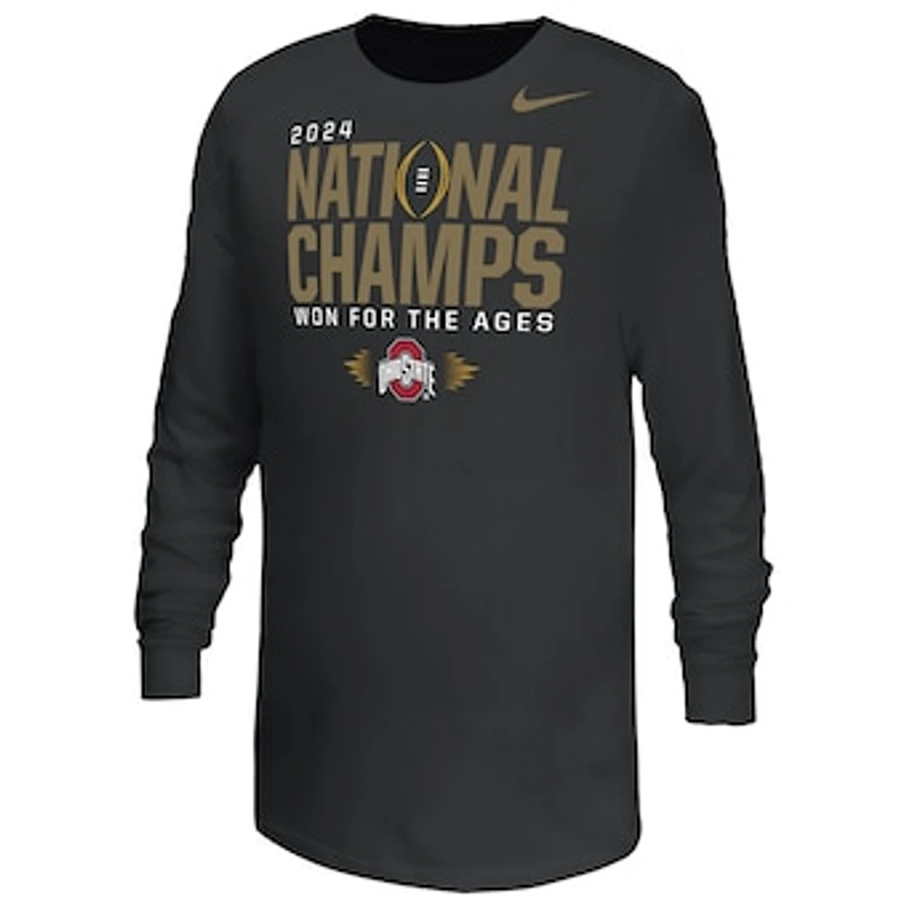 Youth Nike Black Ohio State Buckeyes College Football Playoff 2024 National Champions Locker Room Long Sleeve T-Shirt