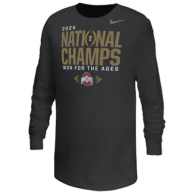 Youth Nike Black Ohio State Buckeyes College Football Playoff 2024 National Champions Locker Room Long Sleeve T-Shirt