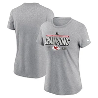 Women's Nike Heather Gray Kansas City Chiefs 2024 AFC Champions Locker Room Trophy Collection T-Shirt