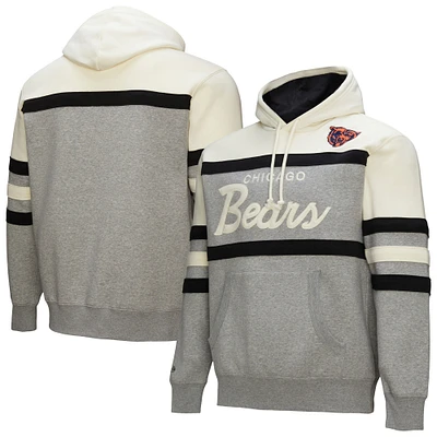 Men's Mitchell & Ness  Heather Gray Chicago Bears Head Coach Vintage Logo Pullover Hoodie