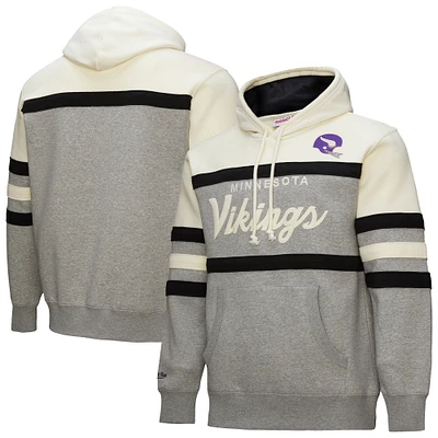 Men's Mitchell & Ness  Heather Gray Minnesota Vikings Head Coach Vintage Logo Pullover Hoodie