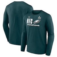 Men's Fanatics  Midnight Green Philadelphia Eagles 2024 NFC Champions Hail Mary Long Sleeve T-Shirt