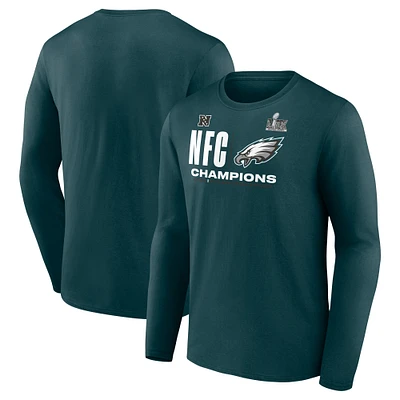 Men's Fanatics  Midnight Green Philadelphia Eagles 2024 NFC Champions Hail Mary Long Sleeve T-Shirt