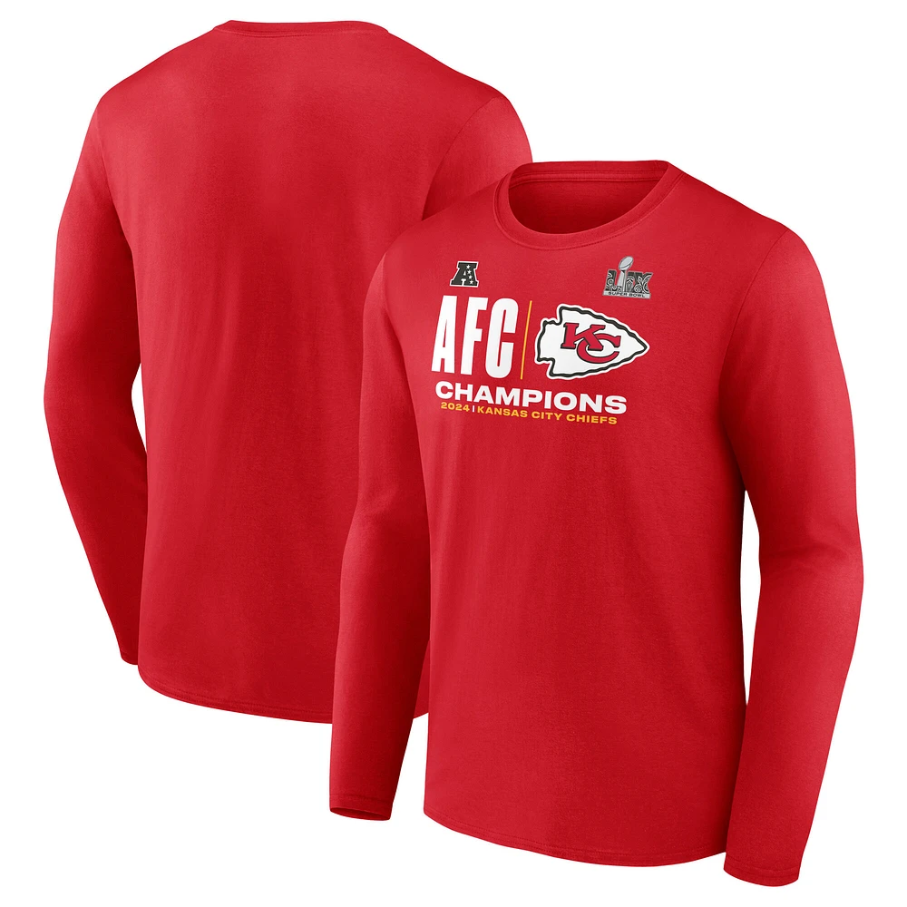 Men's Fanatics  Red Kansas City Chiefs 2024 AFC Champions Hail Mary Long Sleeve T-Shirt