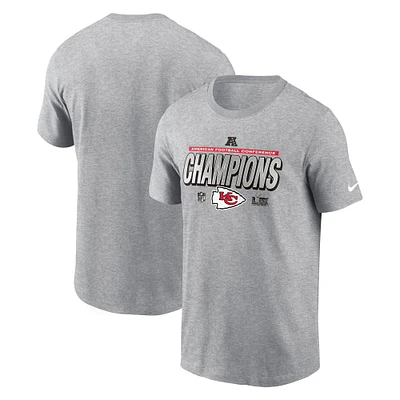 Men's Nike  Heather Gray Kansas City Chiefs 2024 AFC Champions Locker Room Trophy Collection Extended Sizes T-Shirt