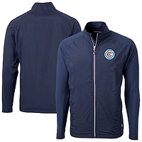 Men's Cutter & Buck Navy Chicago Fire Adapt Eco Knit Hybrid Recycled Raglan Full-Zip Jacket