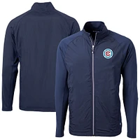 Men's Cutter & Buck Navy Chicago Fire Adapt Eco Knit Hybrid Recycled Raglan Full-Zip Jacket